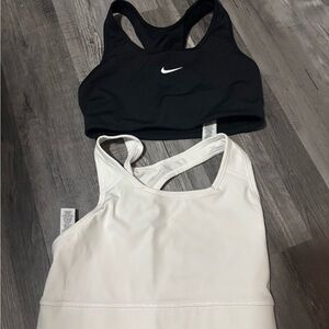 Nike Women's Black and Cream Sports Bras